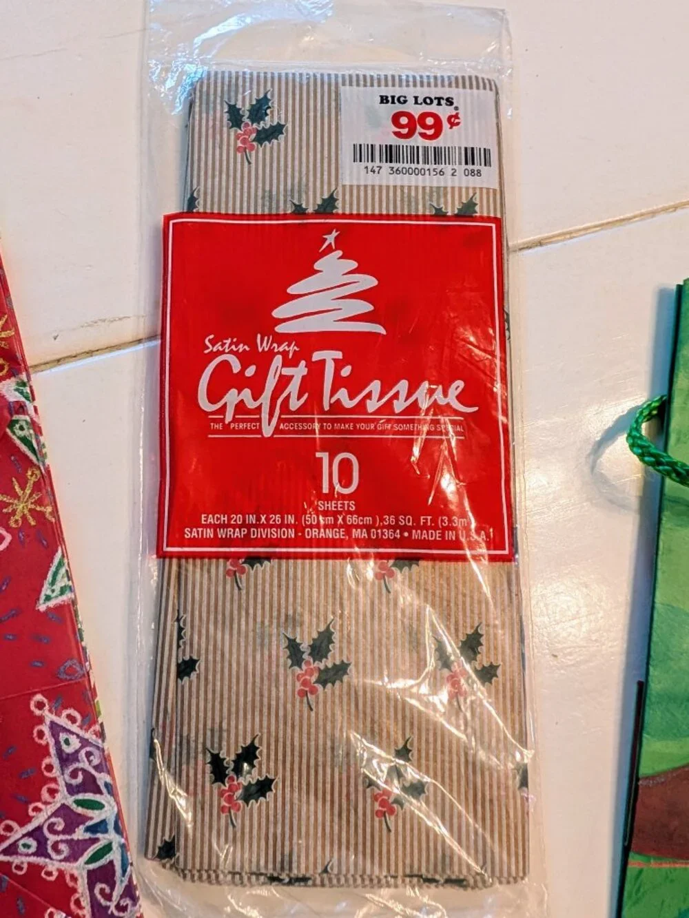 VTG Lot of Christmas Gift Wrapping Craft Supplies Bags Tissue Ribbon Bows NOS